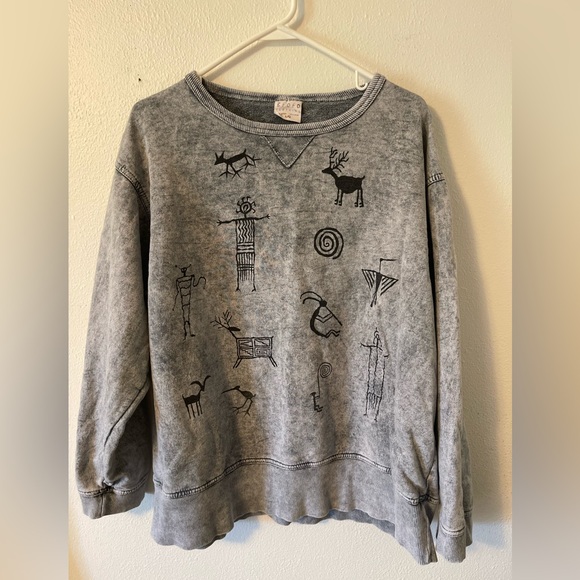 Women’s Large comfy BFOFO hieroglyphic 90’s oversized vintage sweatshirt - Picture 5 of 5